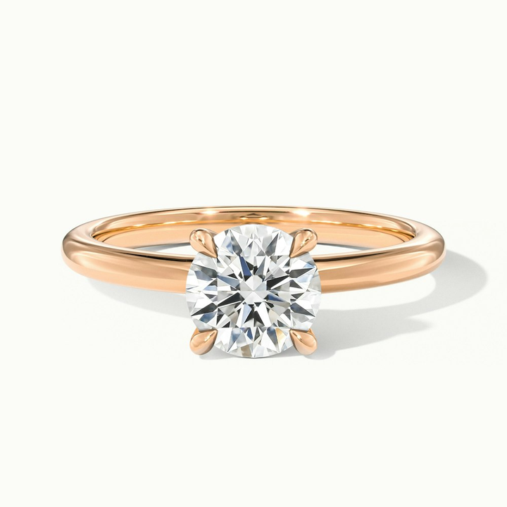 Zoey 2 Carat Round Solitaire Moissanite Engagement Ring in 14k Rose Gold