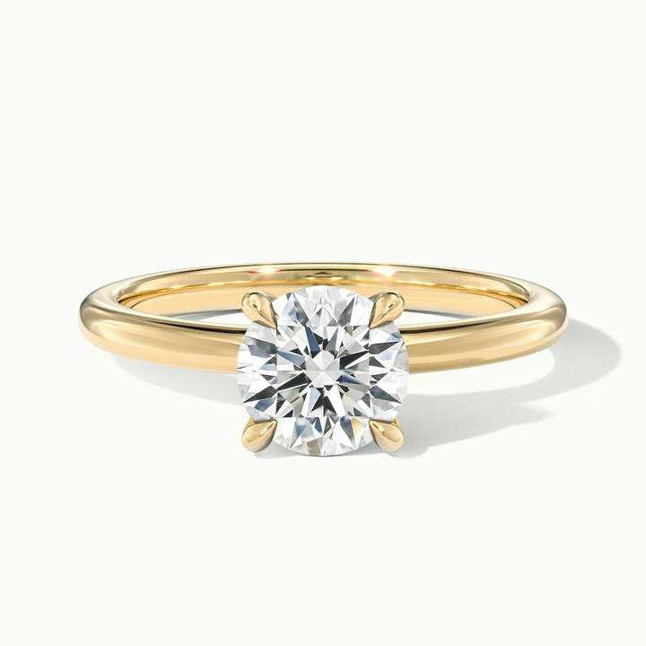 Zoey 3 Carat Round Solitaire Moissanite Engagement Ring in 10k Yellow Gold