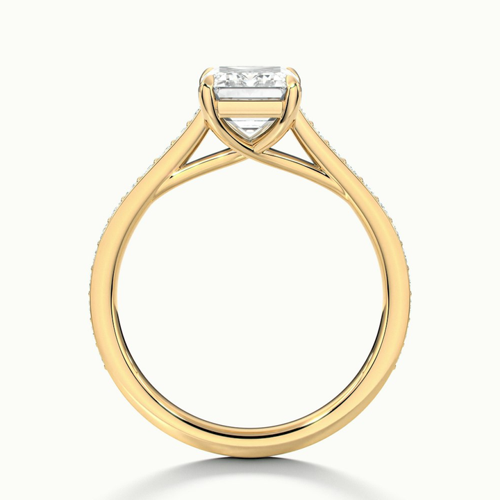 Faye 5 Carat Emerald Cut Solitaire Pave Lab Grown Engagement Ring in 14k Yellow Gold