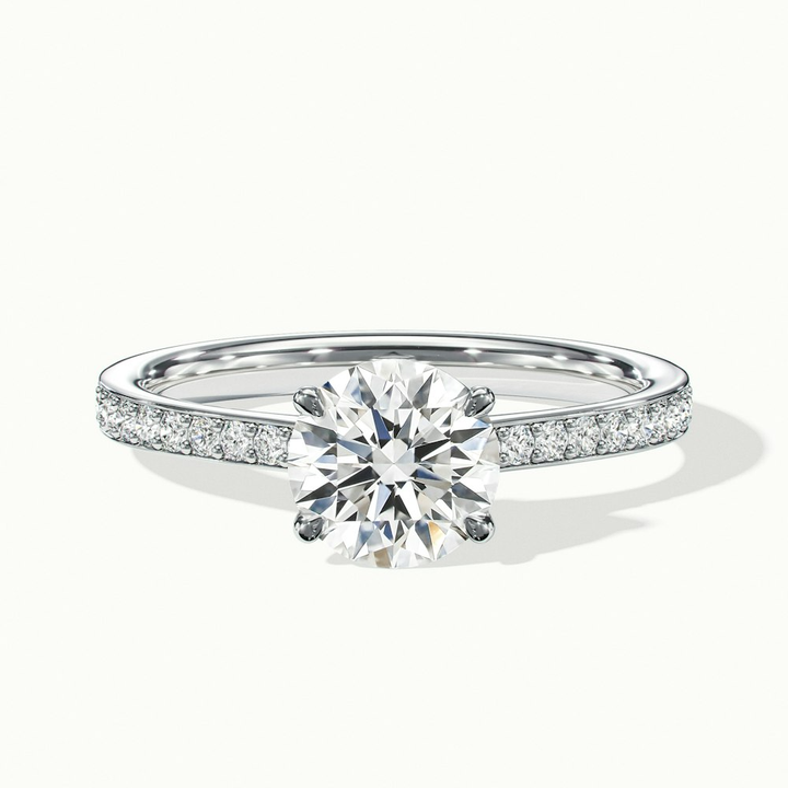 Elma 5 Carat Round Cut Solitaire Pave Moissanite Diamond Ring in 18k White Gold