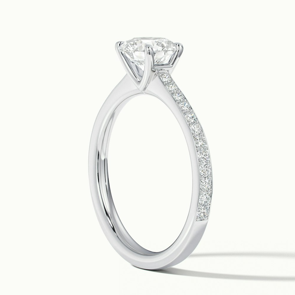 Kate 1 Carat Round Cut Solitaire Pave Lab Grown Engagement Ring in 14k White Gold