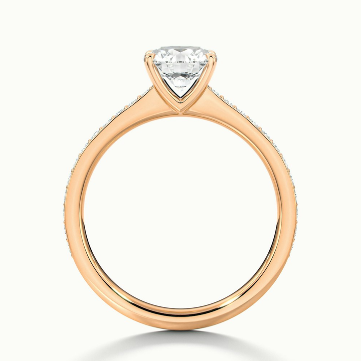 Elma 3.5 Carat Round Cut Solitaire Pave Moissanite Diamond Ring in 10k Rose Gold