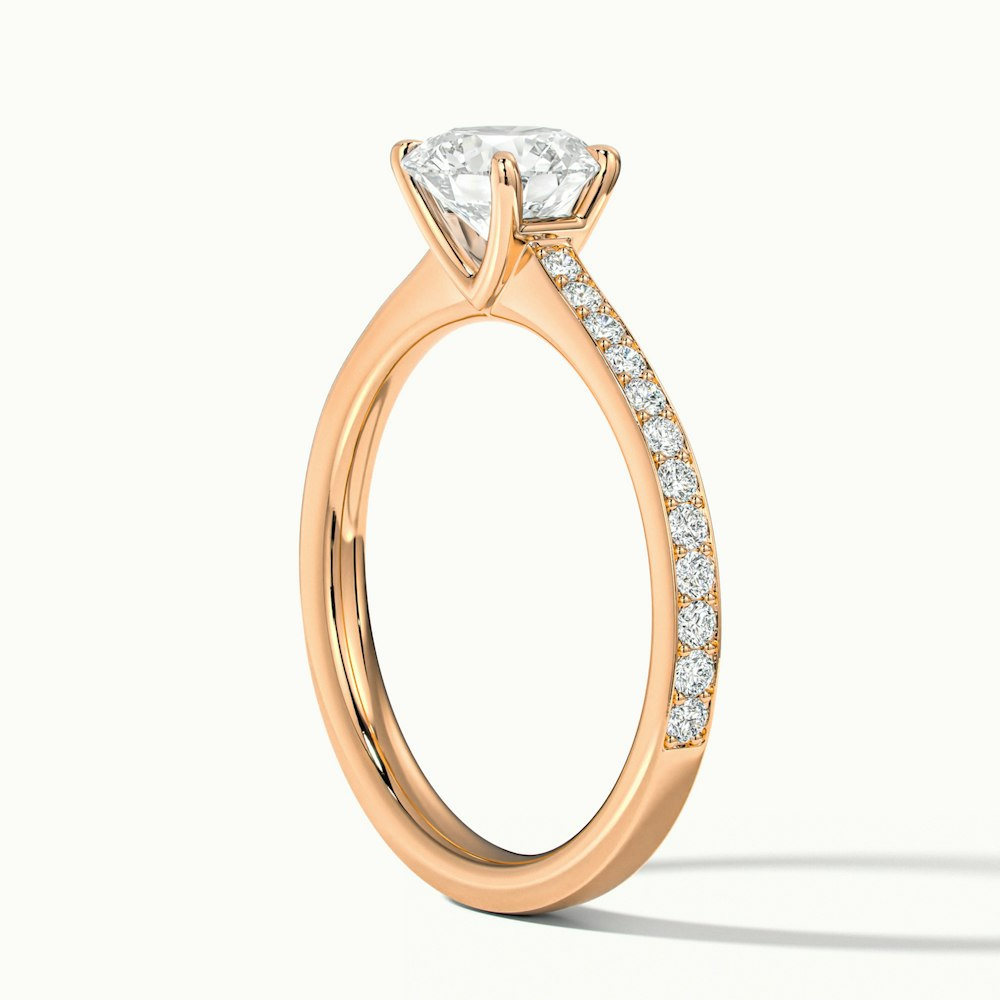 Elma 1.5 Carat Round Cut Solitaire Pave Moissanite Diamond Ring in 10k Rose Gold