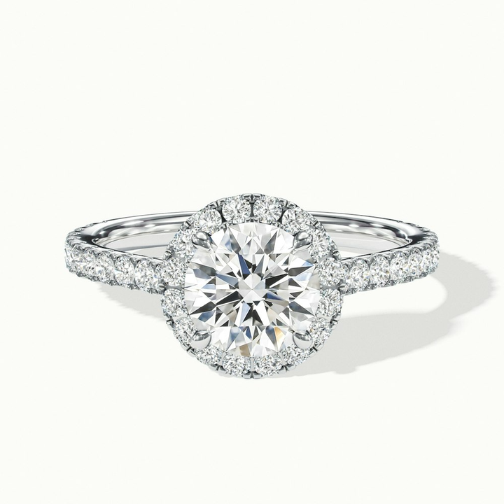 Ava 1 Carat Round Halo Pave Lab Grown Engagement Ring in 14k White Gold