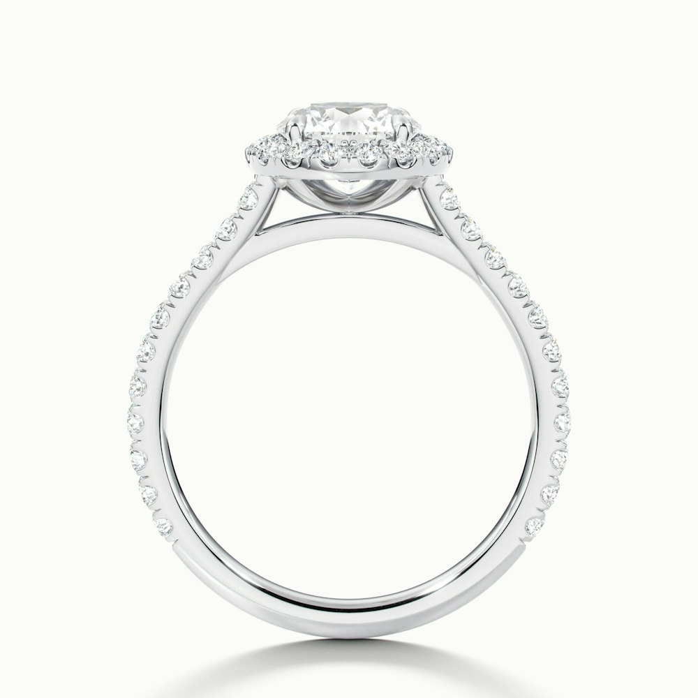 Ava 1 Carat Round Halo Pave Lab Grown Engagement Ring in 14k White Gold