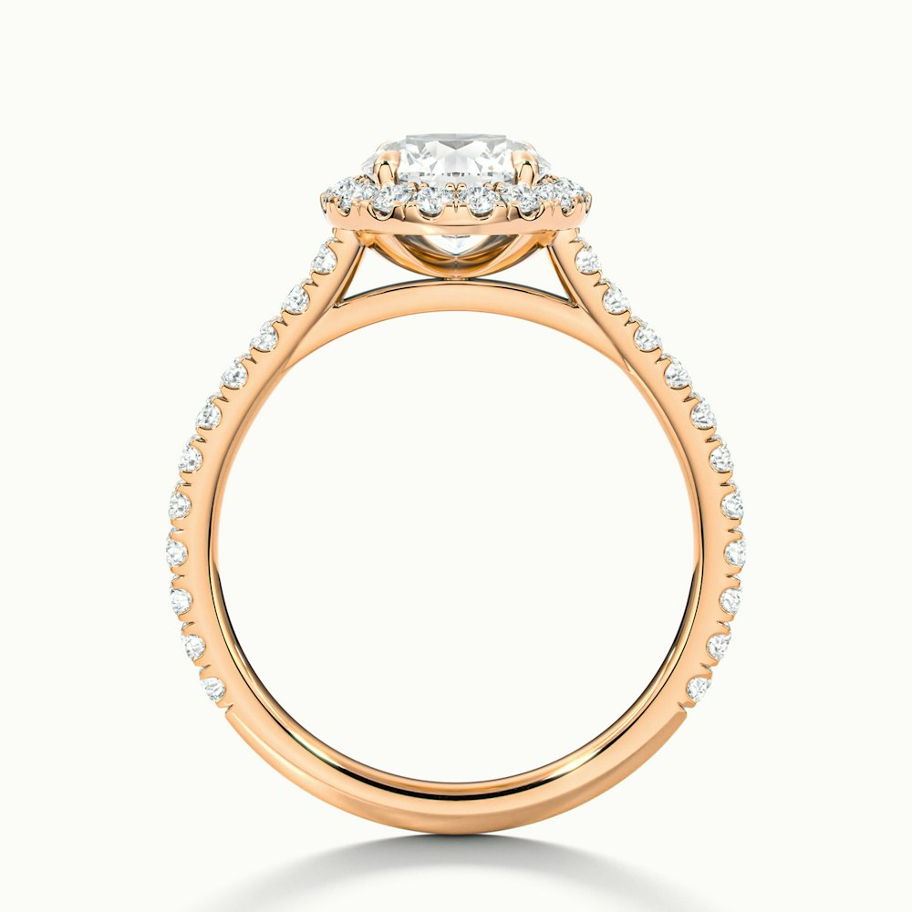 Ava 1 Carat Round Halo Pave Lab Grown Engagement Ring in 10k Rose Gold