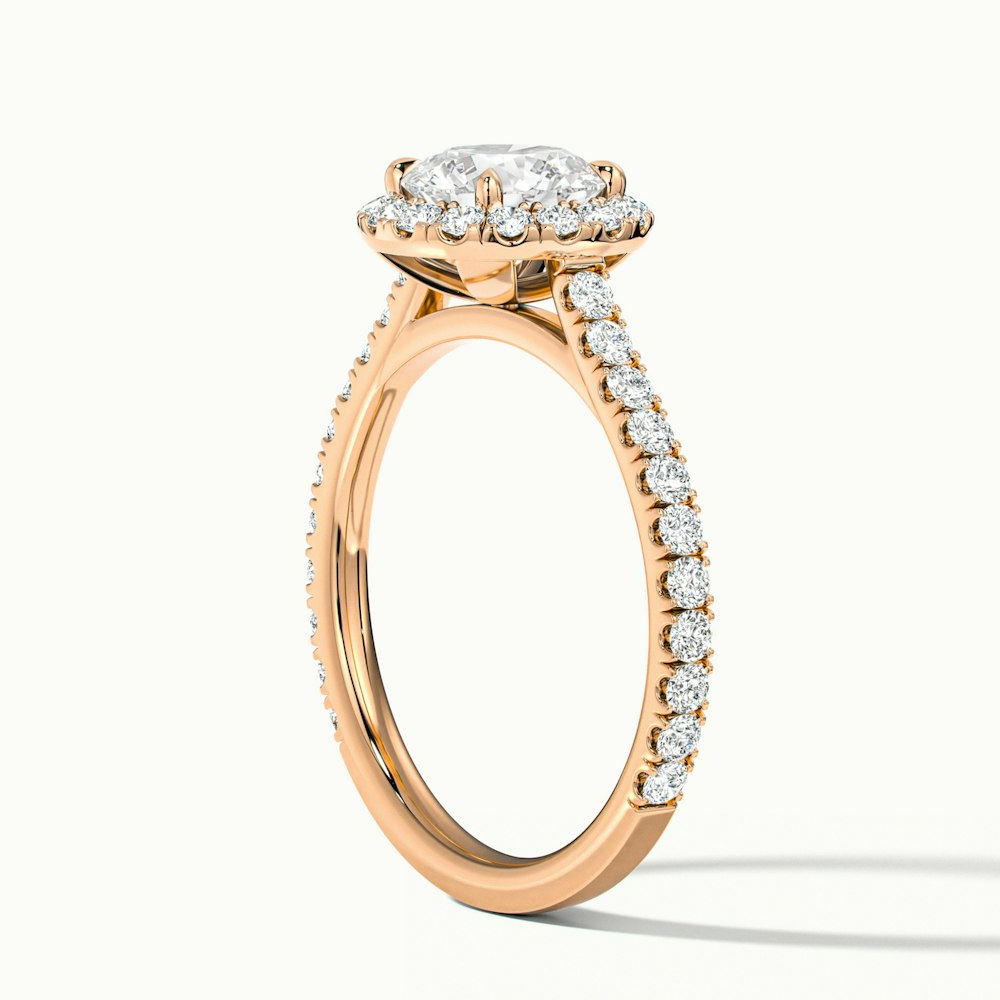 Pearl 3.5 Carat Round Halo Pave Moissanite Diamond Ring in 10k Rose Gold