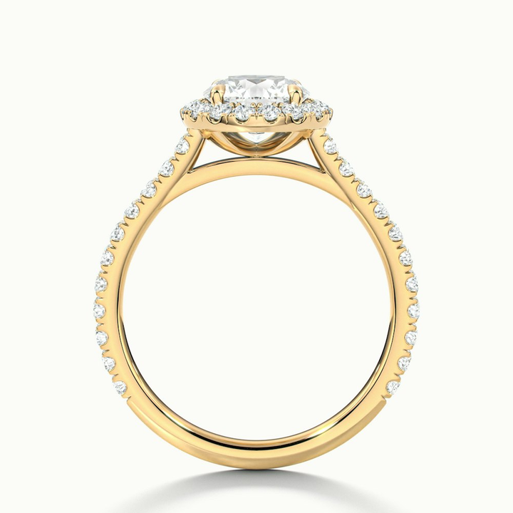 Ava 1 Carat Round Halo Pave Lab Grown Engagement Ring in 10k Yellow Gold