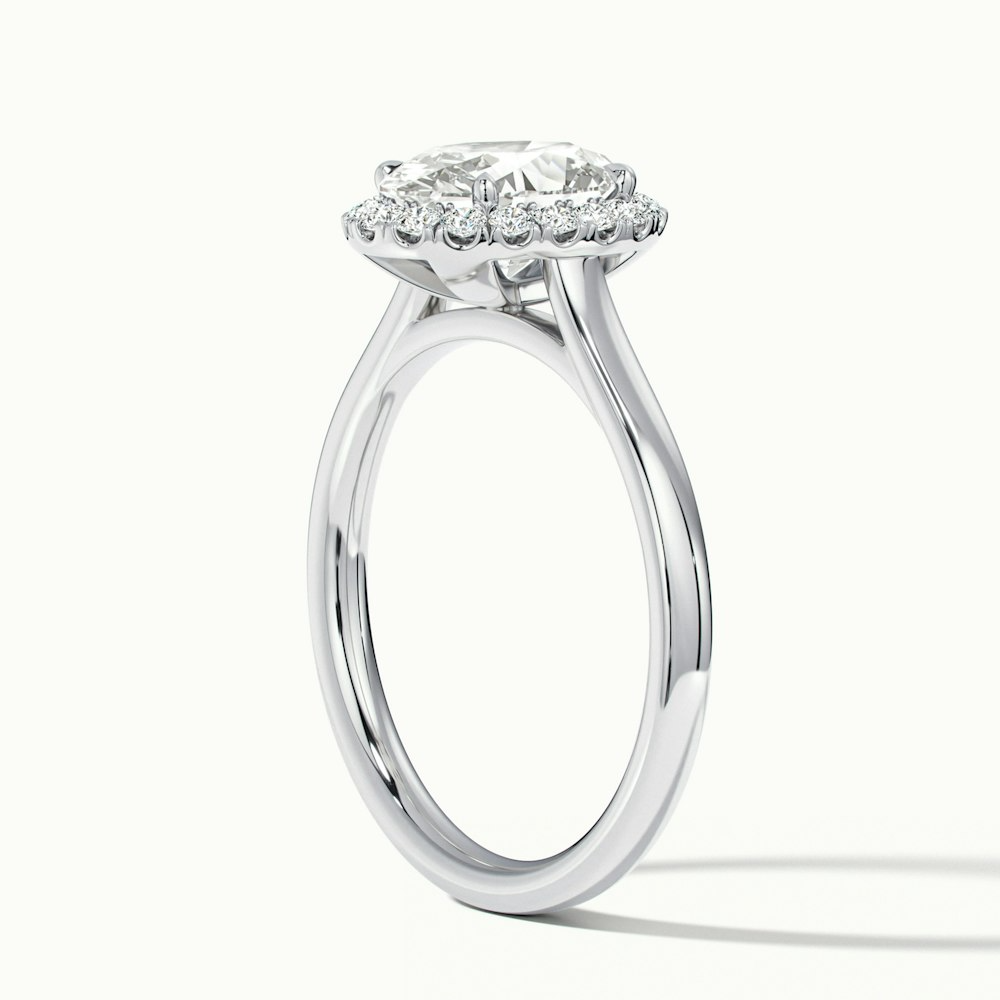 Mira 1.5 Carat Oval Halo Lab Grown Engagement Ring in 10k White Gold