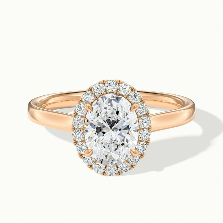 Sofia 3 Carat Oval Halo Moissanite Diamond Ring in 18k Rose Gold