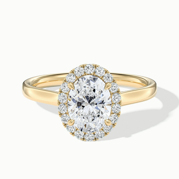 Sofia 2 Carat Oval Halo Moissanite Diamond Ring in 10k Yellow Gold