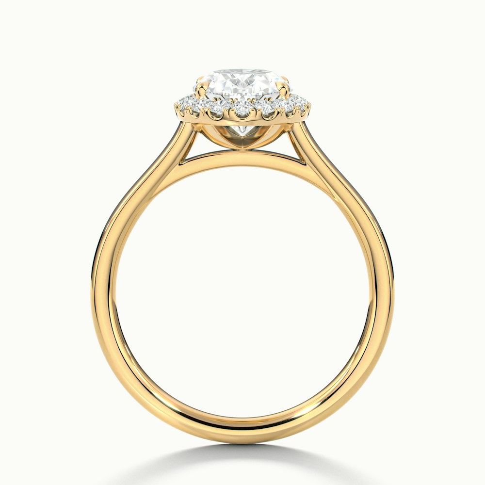 Mira 3 Carat Oval Halo Lab Grown Engagement Ring in 10k Yellow Gold