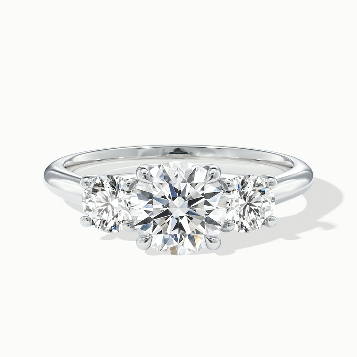 Lyra 2 Carat Round 3 Stone Lab Grown Engagement Ring in 10k White Gold