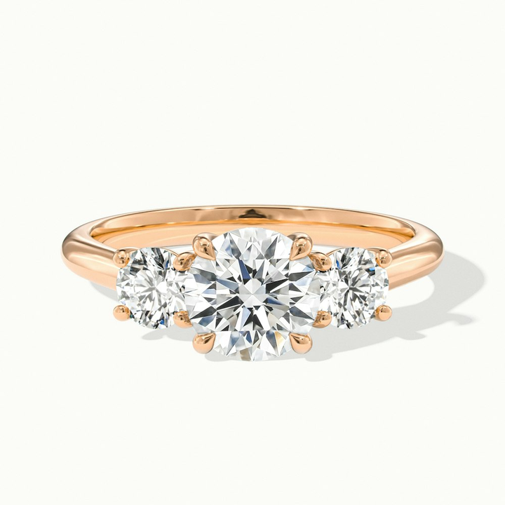 Lyra 5 Carat Round 3 Stone Lab Grown Engagement Ring in 18k Rose Gold