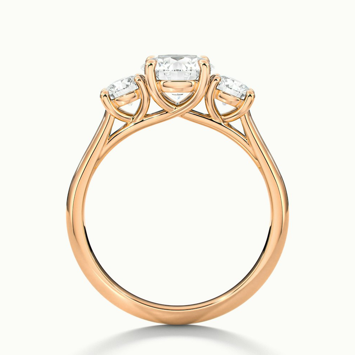 Olive 3.5 Carat Round 3 Stone Moissanite Diamond Ring in 10k Rose Gold