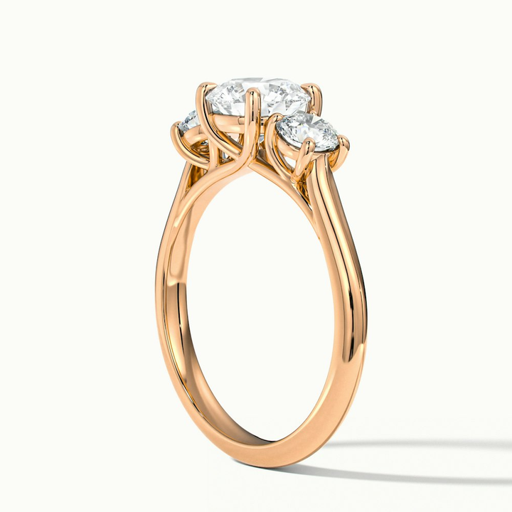 Lyra 1 Carat Round 3 Stone Lab Grown Engagement Ring in 10k Rose Gold