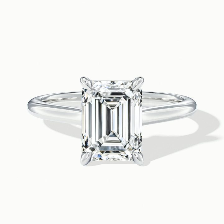 Mary 1 Carat Emerald Cut Solitaire Lab Grown Engagement Ring in 14k White Gold