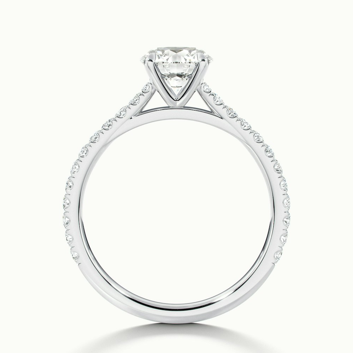 Sarah 5 Carat Round Solitaire Scallop Moissanite Diamond Ring in 18k White Gold