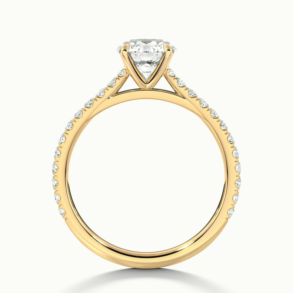 Sarah 3 Carat Round Solitaire Scallop Moissanite Diamond Ring in 10k Yellow Gold