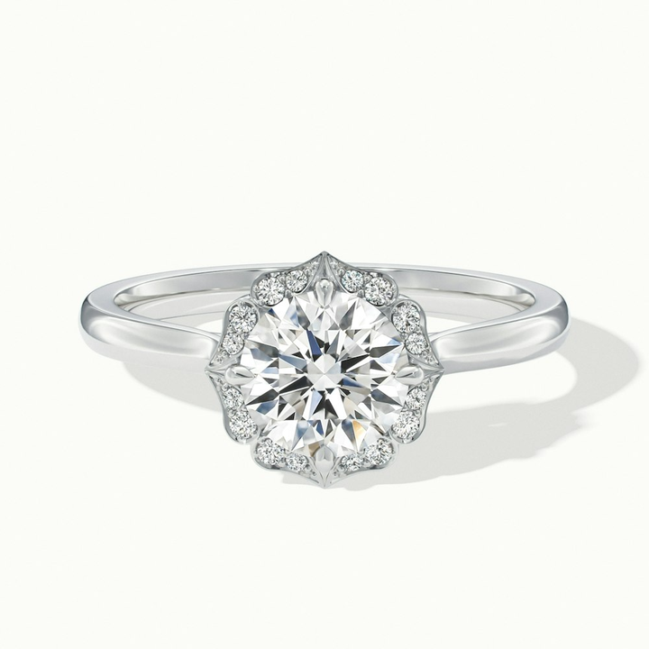 Nyla 1.5 Carat Round Halo Lab Grown Engagement Ring in 14k White Gold