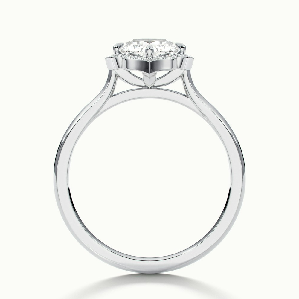 Ruby 2 Carat Round Halo Moissanite Diamond Ring in 14k White Gold