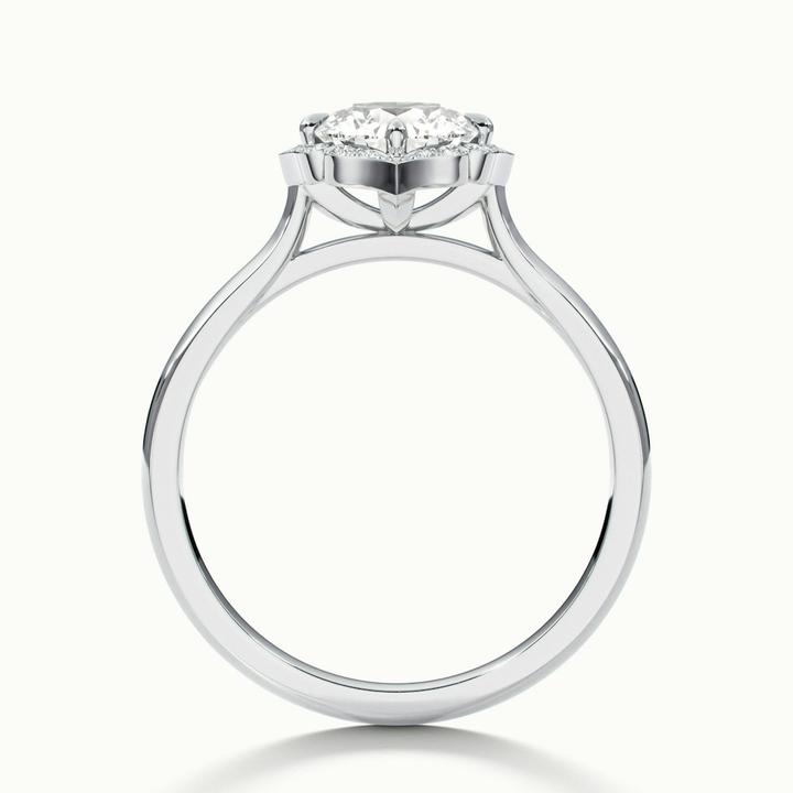 Ruby 1.5 Carat Round Halo Moissanite Diamond Ring in 18k White Gold