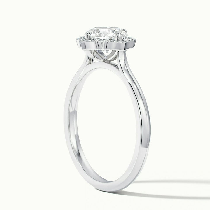 Nyla 4 Carat Round Halo Lab Grown Engagement Ring in 18k White Gold