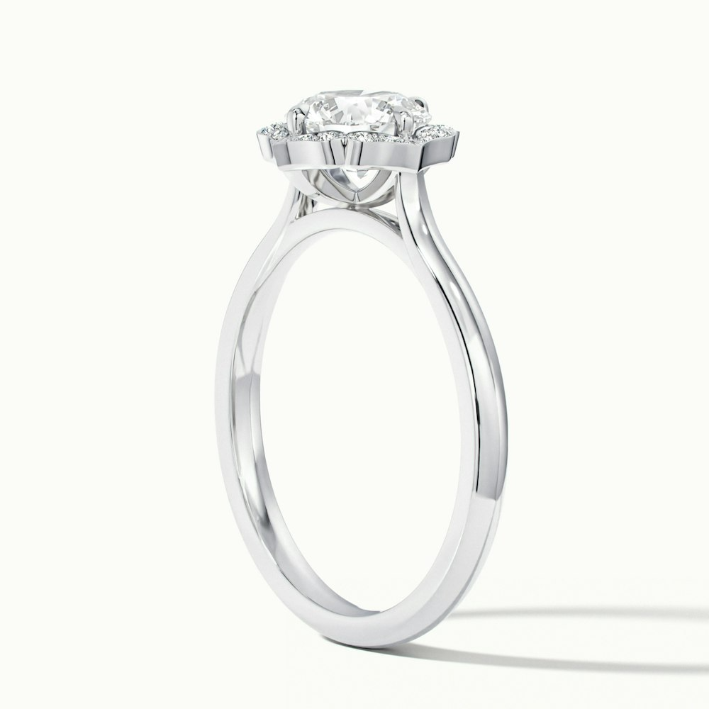 Nyla 1 Carat Round Halo Lab Grown Engagement Ring in 18k White Gold