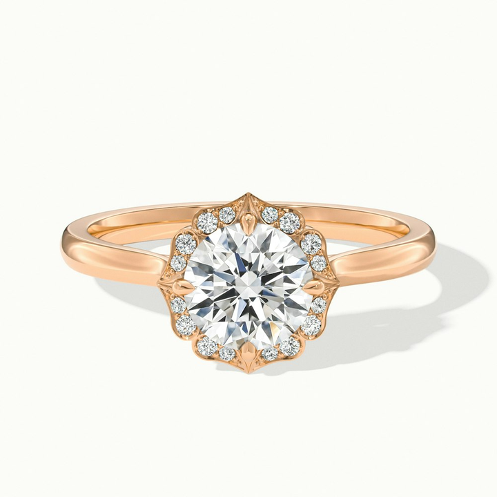 Ruby 5.5 Carat Round Halo Moissanite Diamond Ring in 18k Rose Gold