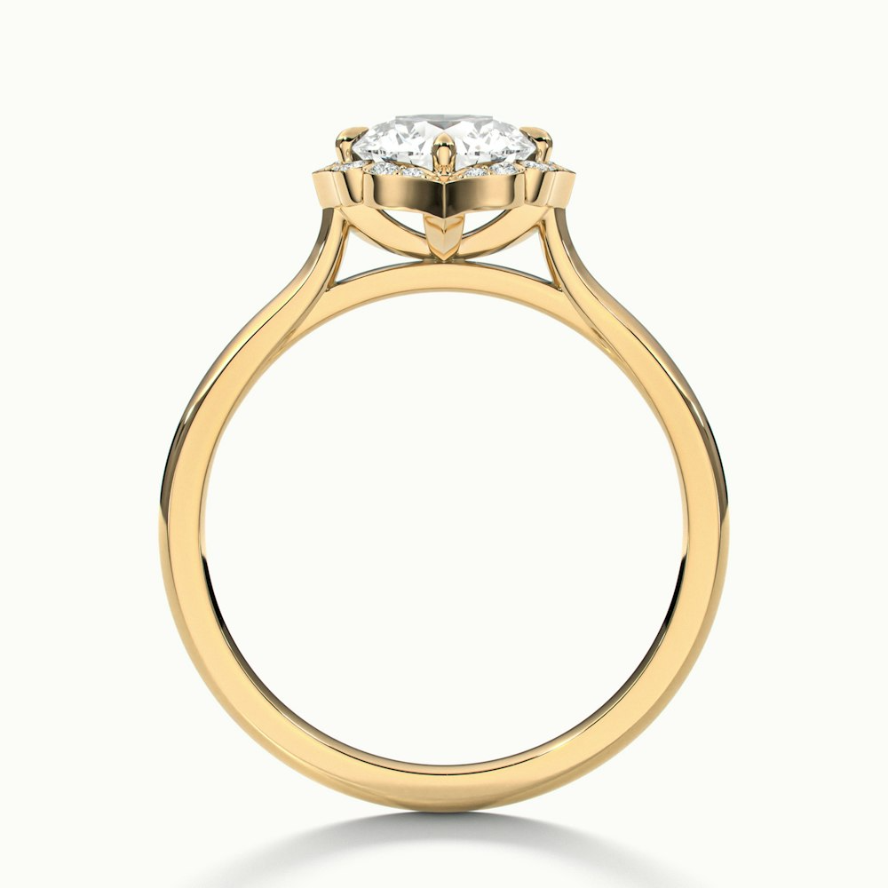 Ruby 4 Carat Round Halo Moissanite Diamond Ring in 14k Yellow Gold