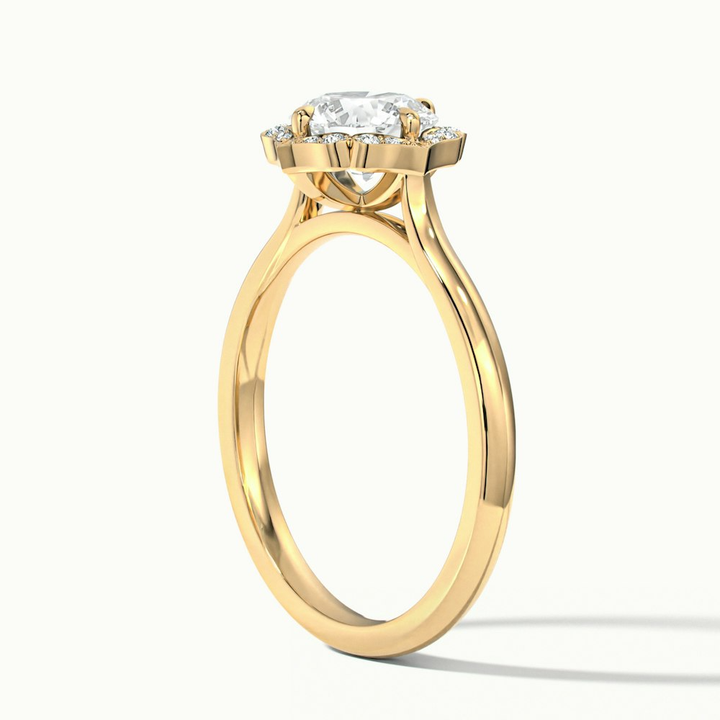 Nyla 2 Carat Round Halo Lab Grown Engagement Ring in 18k Yellow Gold