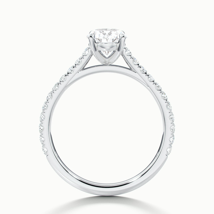 Zoe 3 Carat Oval Solitaire Scallop Lab Grown Engagement Ring in 10k White Gold
