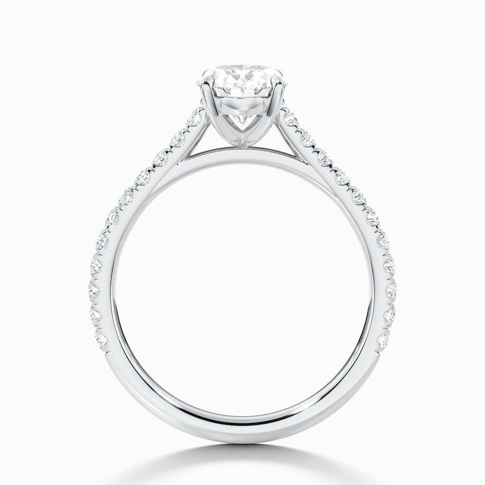 Diana 3 Carat Oval Solitaire Scallop Moissanite Diamond Ring in Platinum