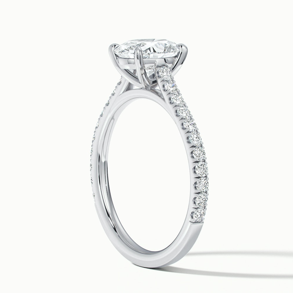 Diana 3 Carat Oval Solitaire Scallop Moissanite Diamond Ring in Platinum