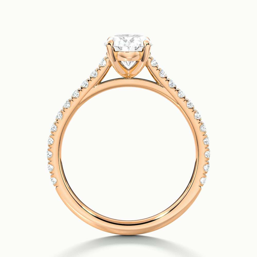 Zoe 5 Carat Oval Solitaire Scallop Lab Grown Engagement Ring in 18k Rose Gold