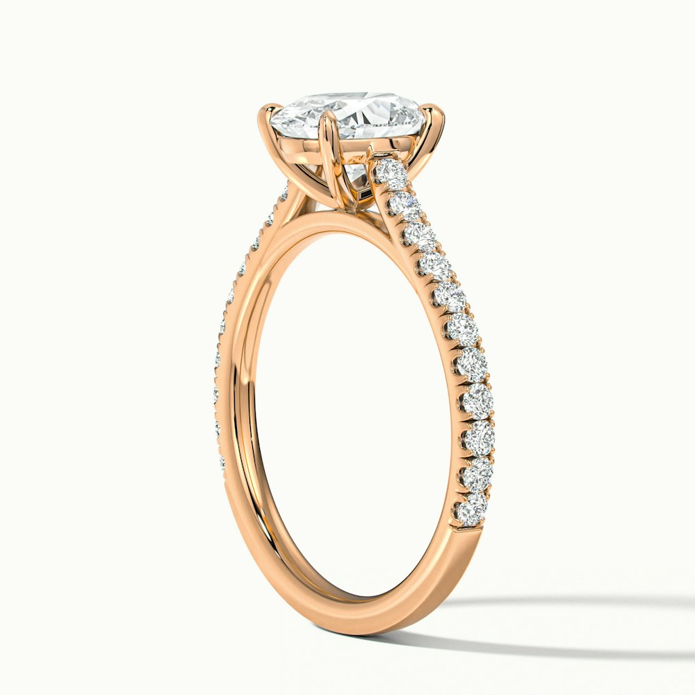Zoe 3.5 Carat Oval Solitaire Scallop Lab Grown Engagement Ring in 10k Rose Gold
