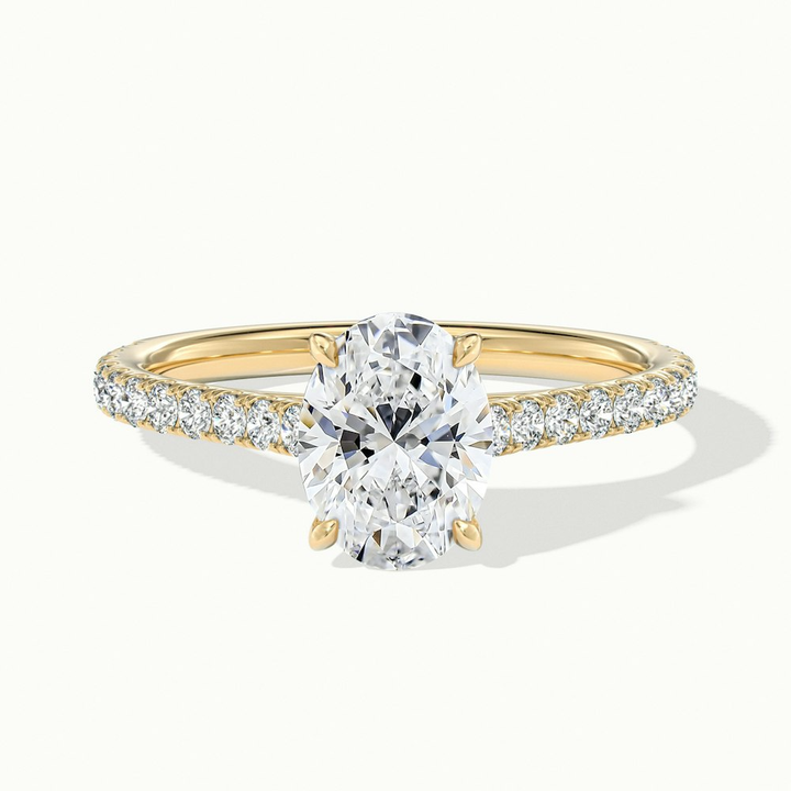 Zoe 1.5 Carat Oval Solitaire Scallop Lab Grown Engagement Ring in 10k Yellow Gold