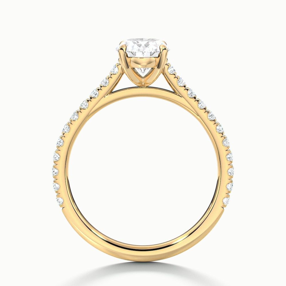 Diana 3 Carat Oval Solitaire Scallop Moissanite Diamond Ring in 10k Yellow Gold
