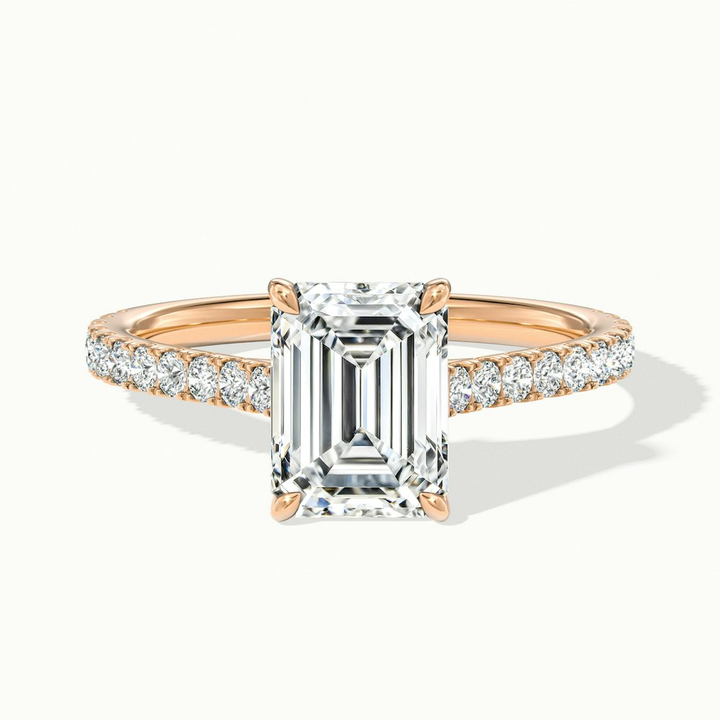 Kira 5 Carat Emerald Cut Solitaire Scallop Lab Grown Engagement Ring in 18k Rose Gold