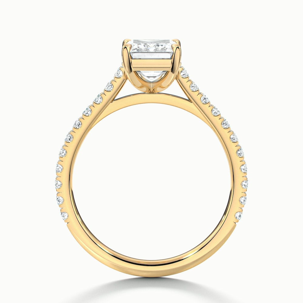 Kira 5 Carat Emerald Cut Solitaire Scallop Lab Grown Engagement Ring in 14k Yellow Gold