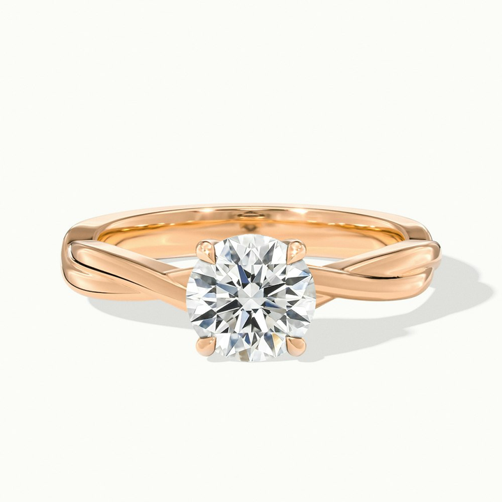 Lucy 2 Carat Round Solitaire Moissanite Diamond Ring in 14k Rose Gold