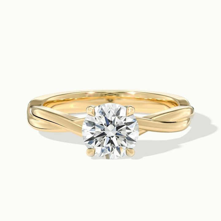 Zoya 1 Carat Round Solitaire Lab Grown Engagement Ring in 10k Yellow Gold