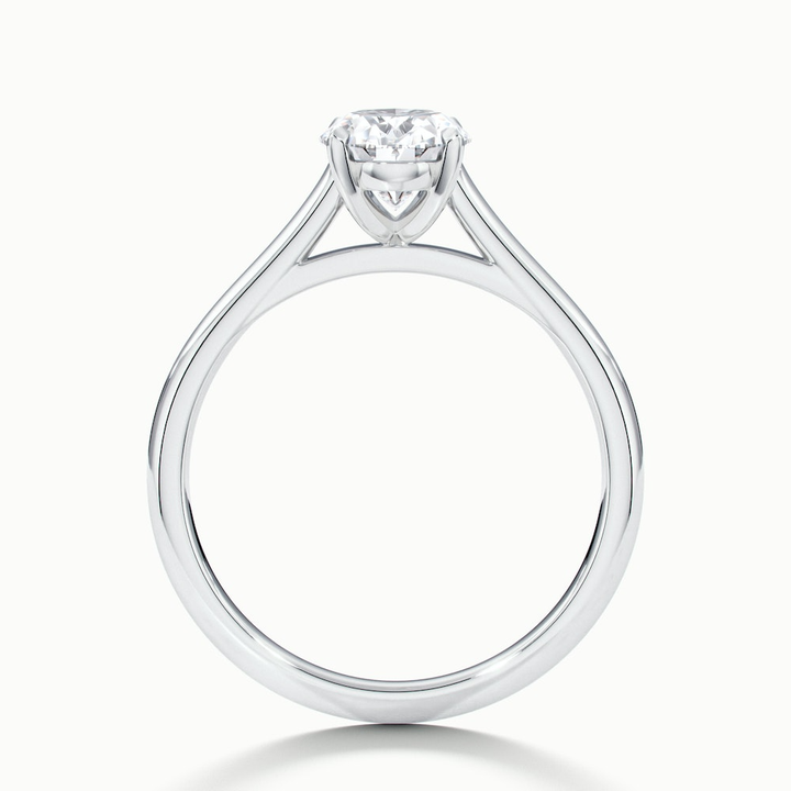 Rose 4 carat oval Solitaire Lab Grown Engagement Ring in 10k White Gold