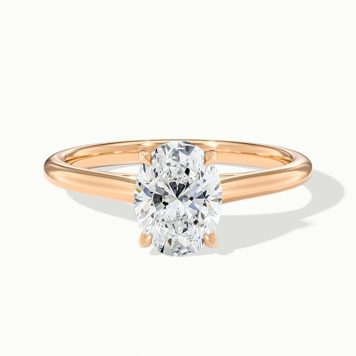 Rose 1 Carat Oval Solitaire Lab Grown Engagement Ring in 10k Rose Gold