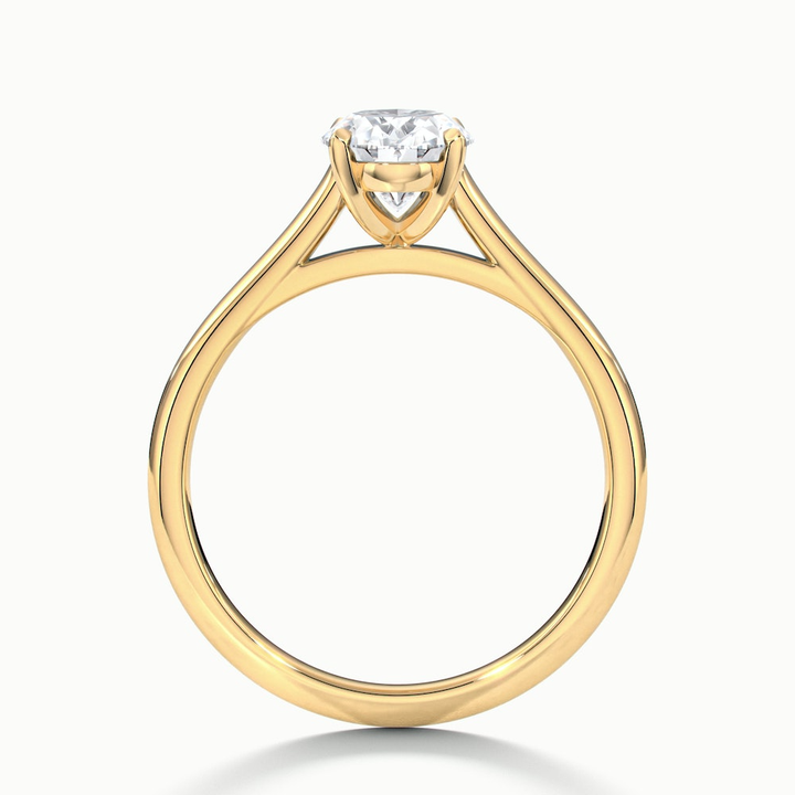 Love 1 Carat Oval Solitaire Moissanite Diamond Ring in 14k Yellow Gold