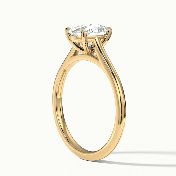 Rose 1 Carat Oval Solitaire Lab Grown Engagement Ring in 14k Yellow Gold