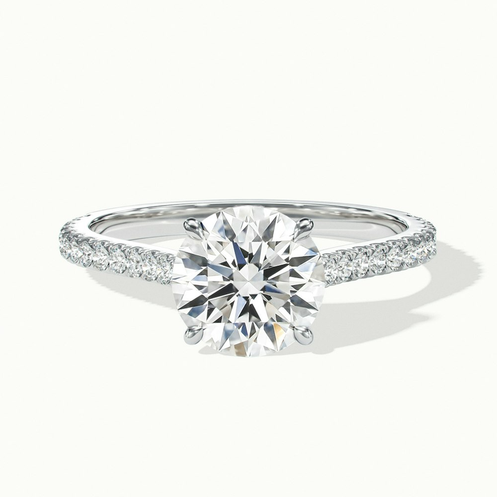 Lilly 3 Carat Round Solitaire Scallop Moissanite Diamond Ring in 10k White Gold
