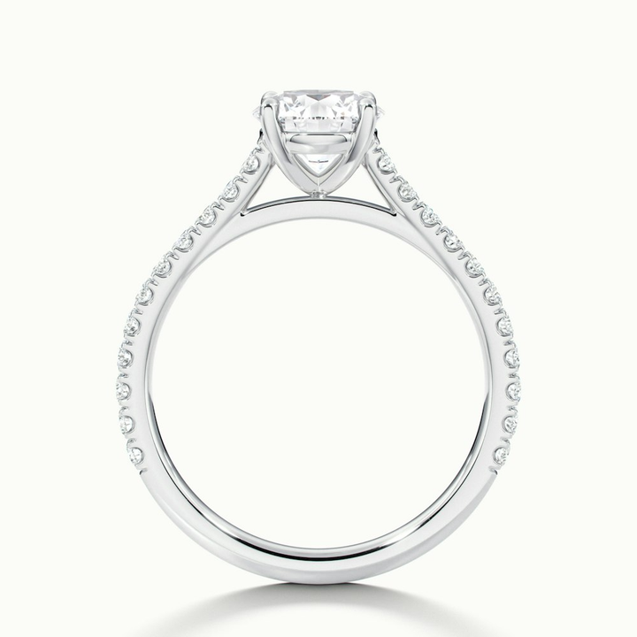 Riva 5 Carat Round Solitaire Scallop Lab Grown Engagement Ring in 18k White Gold