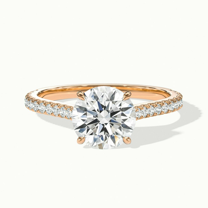 Riva 3.5 Carat Round Solitaire Scallop Lab Grown Engagement Ring in 10k Rose Gold