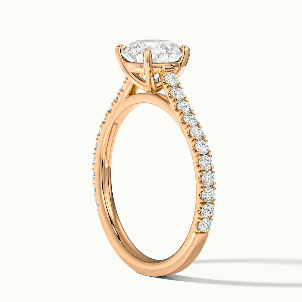 Riva 3.5 Carat Round Solitaire Scallop Lab Grown Engagement Ring in 10k Rose Gold